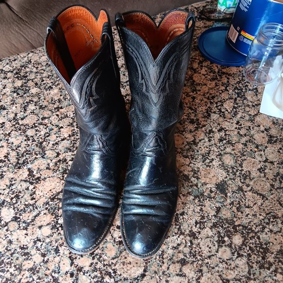 Luchesse 2000 black ostrich print boots - Picture 1 of 5
